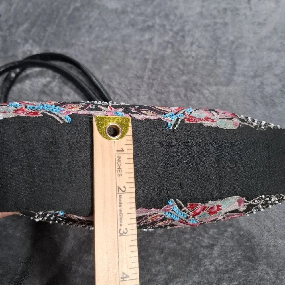 CHRISTIANA Floral BEADED Embroidered MEDIUM BAG Double Strap Purse Multicolor